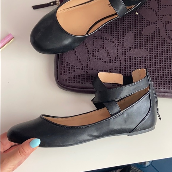 Black Wrap ankle flats, ballet slipper style - Picture 2 of 4